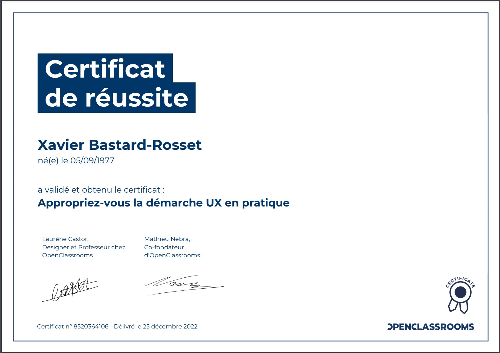 Mon diplôme Appropriez-vous la démarche UX en pratique