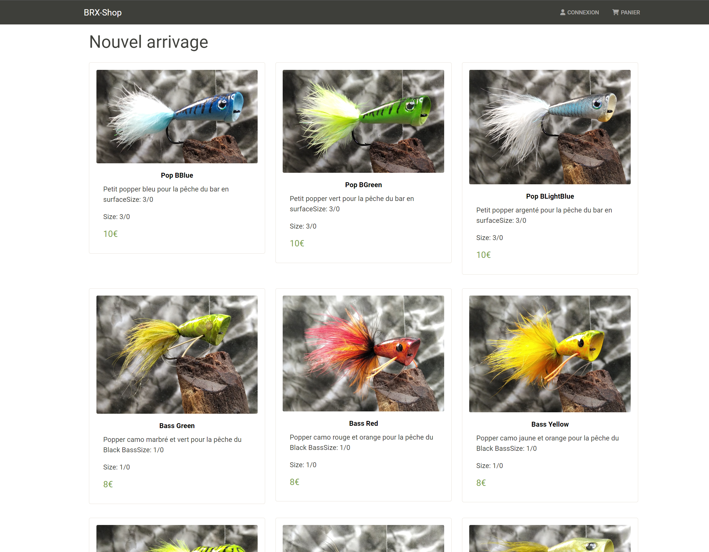 Page d'accueil de mon site e-commerce en React-bootstrap