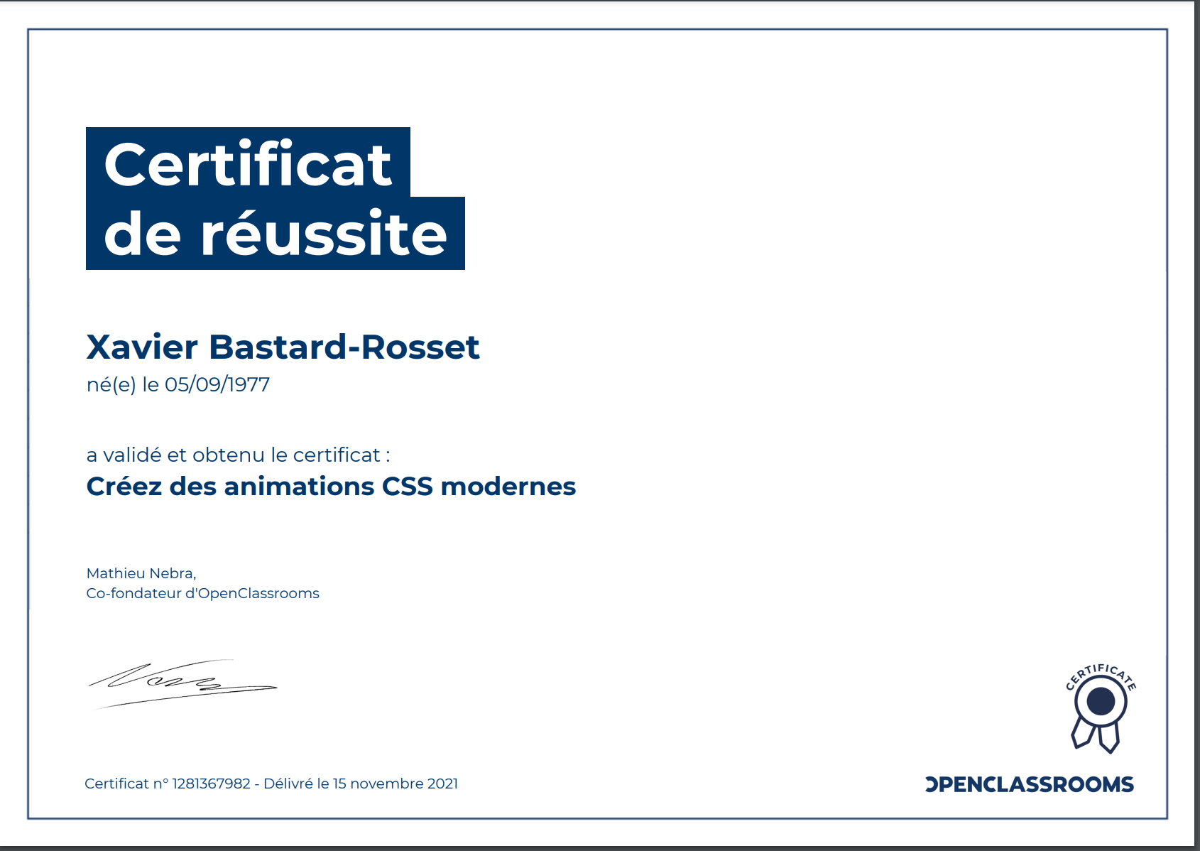 Mon diplôme Créer des animations CSS