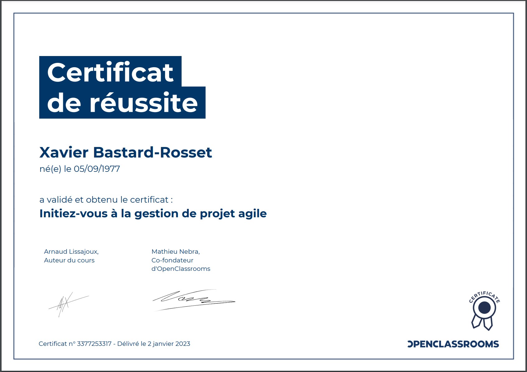Mon diplôme Initiez-vous à la Gestion de projet Agile