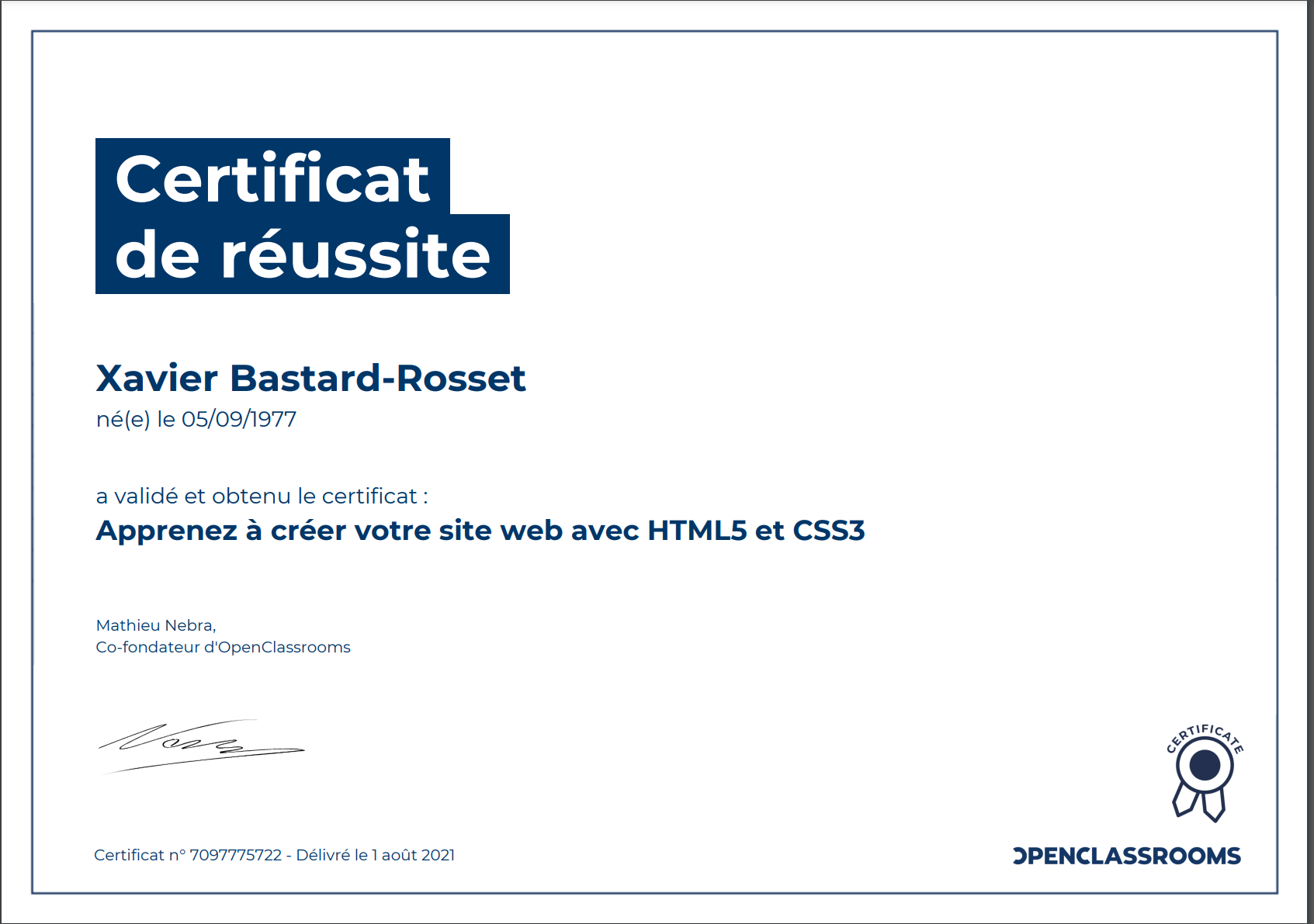Mon diplôme HTML & CSS
