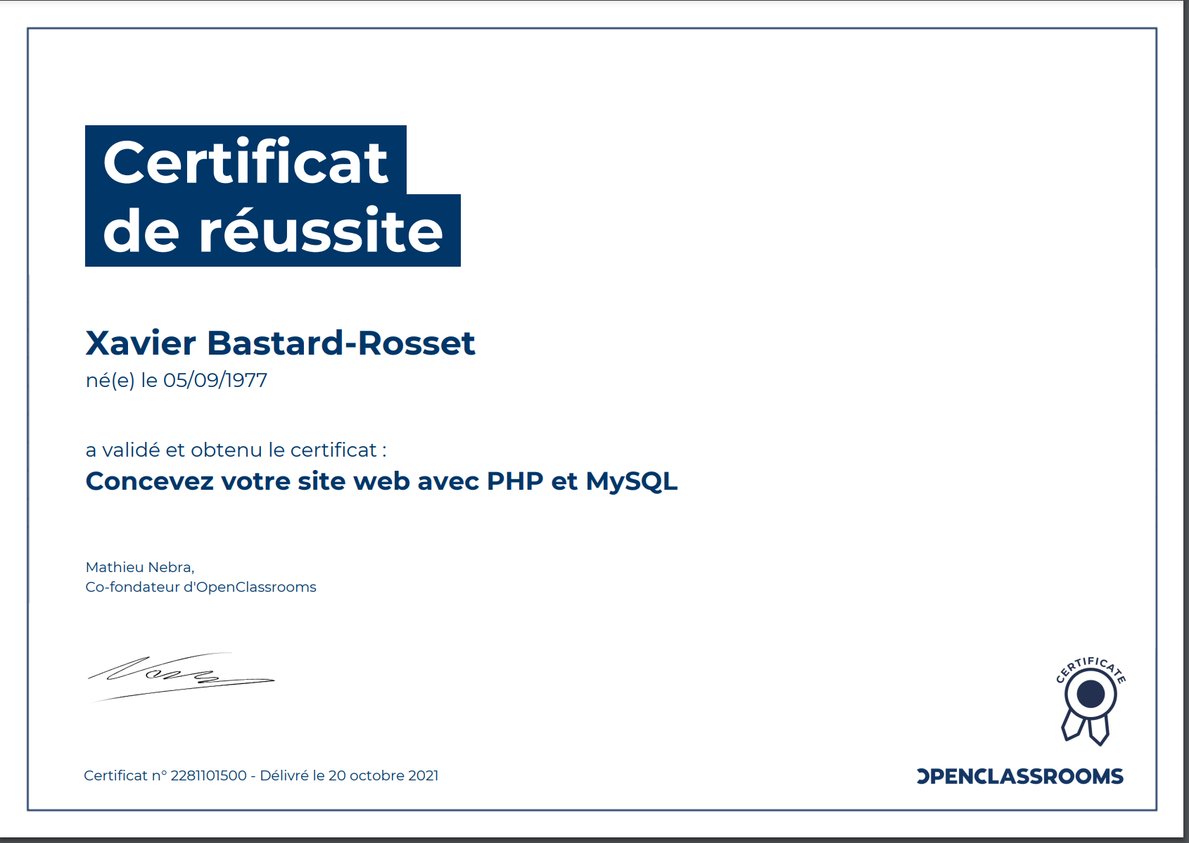 Mon diplôme concevez un site web avec PHP