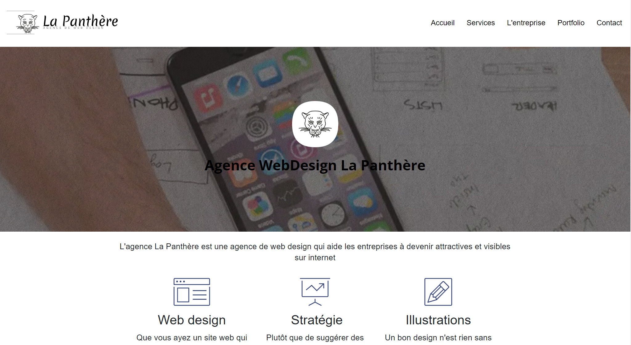 Page d'accueil d'un projet 100% SEO en boostrap